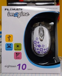 Wintec Mini Mouse FileMate Imagine Series M1810 - USB White and Purple - Picture 1 of 4