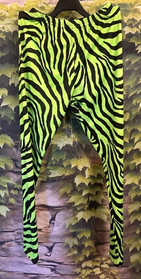 Karneval / Party Hose – Zebra-Style in Schwarz-Grün – Größe M  Motto-Wochen - Bild 1 von 4