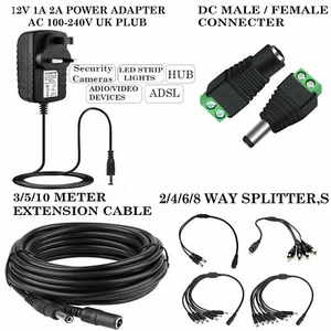 Adaptador de seguridad de fuente de alimentación del Reino Unido 1A 2A 12V cargador de CA/CC para tira LED CCTV cámara - Imagen 1 de 16