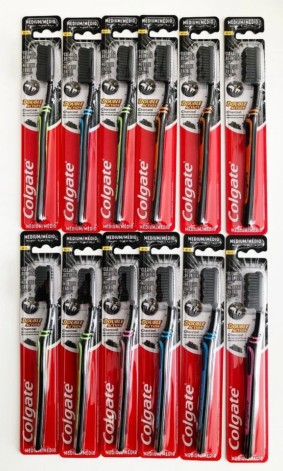 12x Zahnbürste COLGATE Double Action Chargoal medium