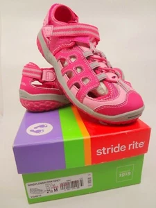 Stride Rite 2.5M Windflower Pink Gray Leather Mesh Water Sandal Beach Daycare - Picture 1 of 5