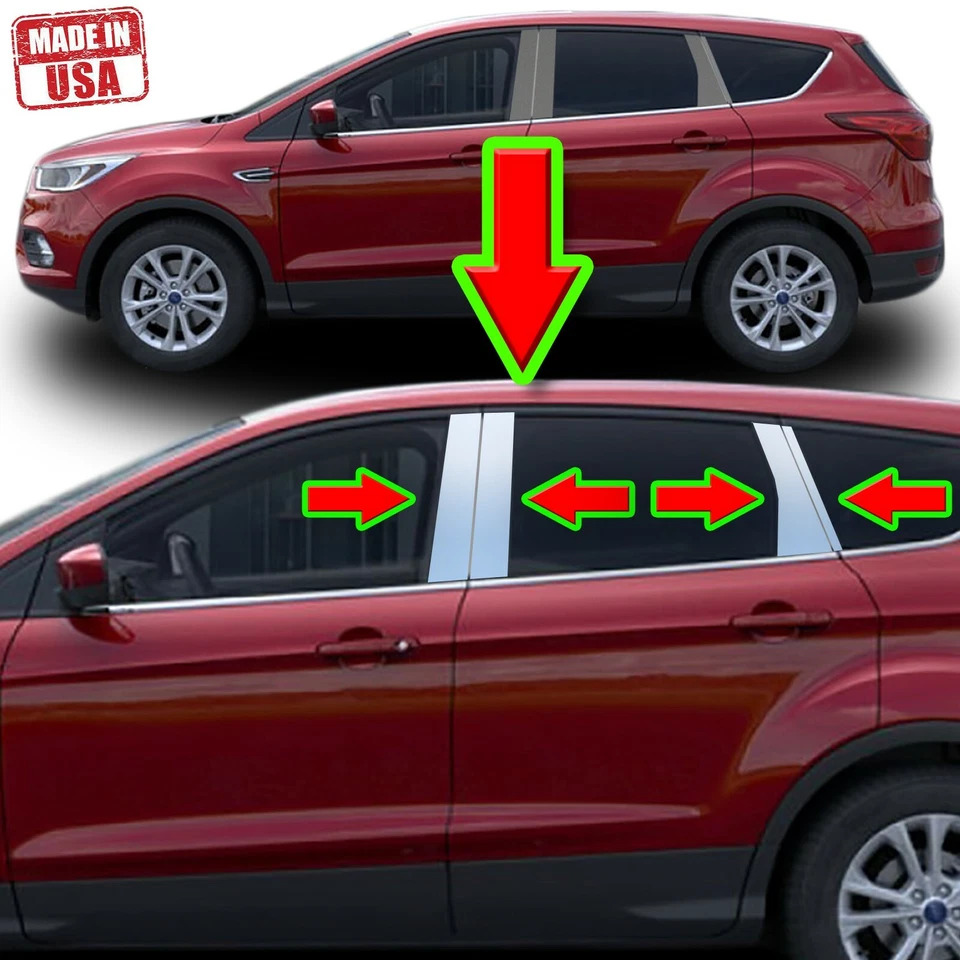 Chrome Pillar Trim for Ford Escape 13-19 (+Keyless) 8pc Set Door Post - Image 1 of 4