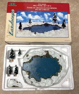 Lemax Mühle Teich 6er Set Polyharz Urlaub Weihnachtsbäume Winterdorf Dekor - Bild 1 von 17