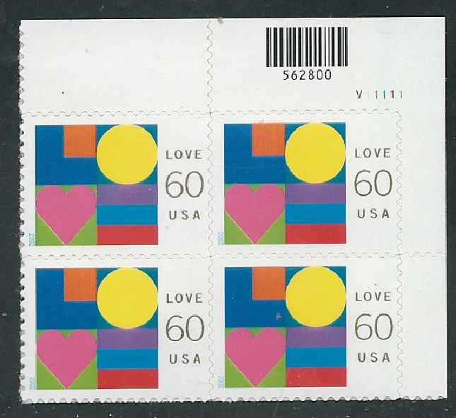 Scott #3658....60 Cent...LOVE...Plate Block   - Image 1 of 1
