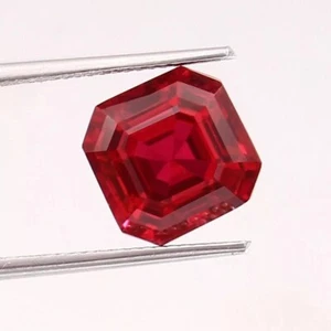 Unheated And Untreated Mozambique Pigeon 9.07 Ct Red Ruby Asscher Cut Gemstone - Picture 1 of 4