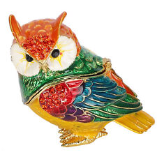 Crystal Owl Figurine Trinket Box Jewelry Sotrage Organizer Home Decor Gifts 2BB
