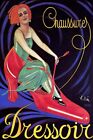 DRESSOIR SHOES WOMAN RIDING ON  RED SHOE FASHION FRENCH VINTAGE POSTER REPRO
