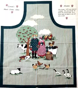Concords French Country Apron Fabric Craft Panel Cut & Sew Green Ticking Stripe - Picture 1 of 7
