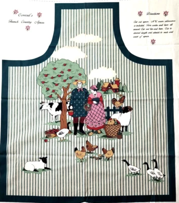 Concords French Country Apron Fabric Craft Panel Cut & Sew Green Ticking Stripe - Image 1 of 4