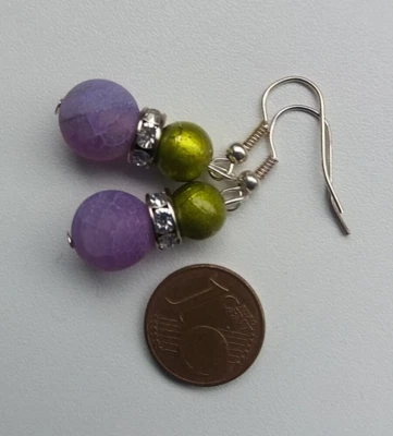 Schöne Edelstein Ohrringe Achat + alte Perlen u. Strassringen - Ohrhaken neu - Bild 1 von 2