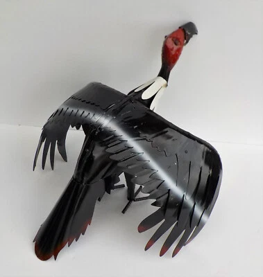 METAL ART BLACK TURKEY BUZZARD SCULPTURE 21" WING SPAN VULTURE ANIMAL FIGURE - Image 1 of 4