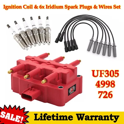 UF305 Ignition Coil & 6X Spark Plugs & Wires For 2007-2011 Jeep Wrangler V6 3.8L Foto 1 de 4