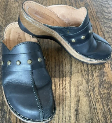 Josef Seibel Black Leather Mule Slide Shoes Women's EUR 37 (254407) - Image 1 of 4