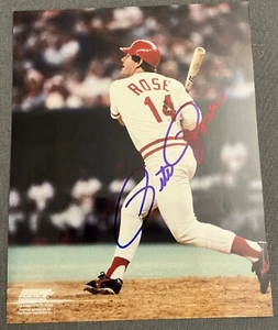 PETE ROSE SIGNED 8X10 PHOTO PHILADELPHIA PHILLIES CINCINNATI REDS EXPOS RARE COA - Picture 1 of 1