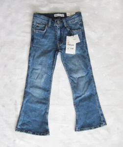 NWT ZARA Girls Mid Rise Split Hem Comfort Stretch Flare Fit Jeans Size 6 Year  - Picture 1 of 11