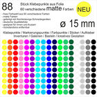 88 Stck Klebepunkte aus Folie matt rund 15mm Aufkleber Sticker Inventur NEU
