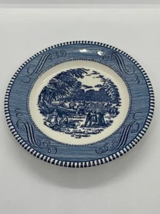 Juego de 4 patrones de cosecha de mantequilla de pan azul Currier and Ives vintage - Imagen 1 de 2