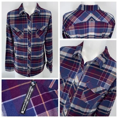 Camisa con botones de franela Kuhl para mujer M azul rojo a cuadros poli elasto YGI Y4-49 Foto 1 de 4