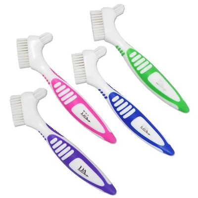 DENTAL AESTHETICS Denture Brush ~Rubber Handle Hard Firm Bristle Cleaning Partial Retainer Cleaner