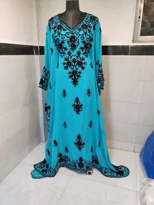 New Abaya Dubai Fancy Festive Kaftan Moroccan Farasha Georgette Wedding Dress - Picture 1 of 3