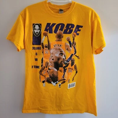 Kobe Bryant Black Mamba Legend Stats T-Shirt Men's Size Medium Yellow - Image 1 of 4