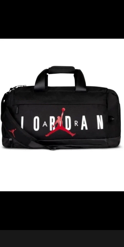 NIKE JORDAN SMALL BLACK RED GYM SPORT Duffel SM0168-023 BAG SHOE POCKET