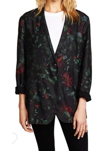 6397 sz S Oversized Black Floral Shell Blazer BRAND NEW - Picture 1 of 4