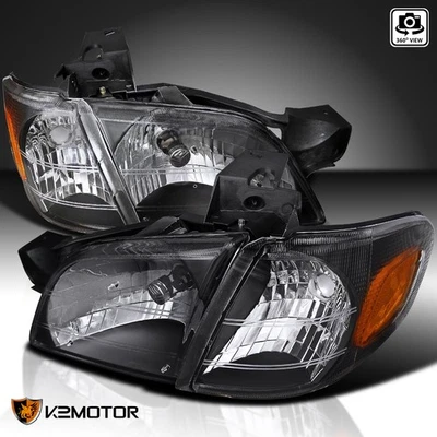 Fits 1997-2005 Chevy Venture Silhouette Montana Black Headlights+Corner Lamps - Изображение 1 из 4