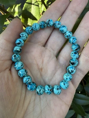 African Turquoise 8mm Beaded Bracelet - Image 1 of 4