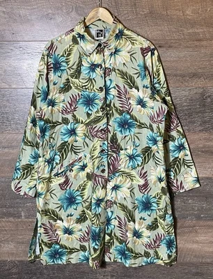 Sixteen 47 1647 Linen Jacket Coat Floral Shacket VGC - Size 2 UK 20/24 - Image 1 of 4