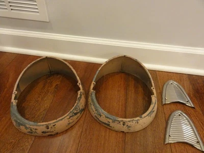Pair Vintage 1955 56 Ford Fairlane Crown Vic Headlight Bezels FDH 13061 A & Tail - Image 1 of 4
