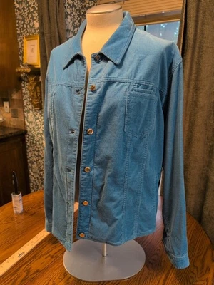 Jones New York Signature Blazer Womens 2X Blue Corduroy Button Jacket Pockets - Image 1 of 4