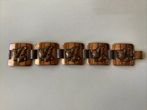 Vintage Kupfer Blatt Muster Panel Armband 7 1/2" - Bild 1 von 10