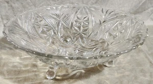 Vtg Anchor Hocking Fans & Arches 3 Toed Serving Bowl Depression Glass AHC26 EUC - Picture 1 of 4
