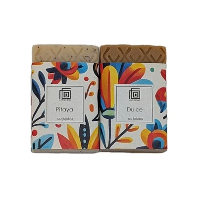 Set Seife Handgemacht Pitaya & Dulce Vegan Sheabutter Olivenöl Frankreich 2x80g - Bild 1 von 3