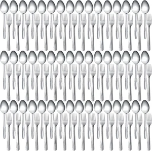100 Pieces Forks and Spoons Silverware Set Stainless Steel Flatware Cutlery Set  - Picture 1 of 12