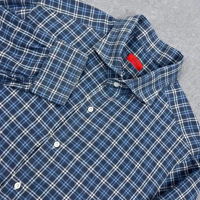ISAIA Napoli Shirt Men's 18-45 Blue Plaid Dress Long Sleeve Made in Italy Check - Image 1 of 4