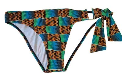 Parte inferior de bikini Carter roja para mujer corbata lateral grande traje de baño estampado geométrico natación Foto 1 de 4