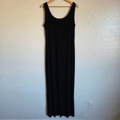 Alex Evenings 复古无袖宽松长裙背面开衩黑色 16 码弹力 — 第 1/4 张图片