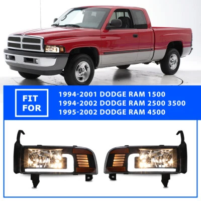 Faros delanteros negros LED DRL para Dodge Ram 1500 2500 3500 1994-2001  Foto 1 de 4