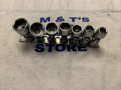 Vintage Craftsman USA 3/8" Drive 7pc 6pt V Series SAE 3/8-3/4" Swivel Socket Set - Image 1 of 4