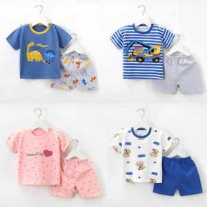 Kids Infant Baby Boys Girls Clothes Summer Cartoon T Shirt +Shorts outfits & set - Picture 1 of 26