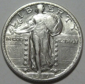 = 1917-D AU Type 2 T2 STANDING Quarter, FREE Shipping - Picture 1 of 3