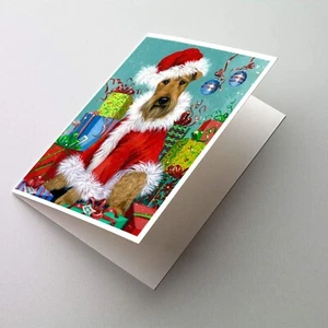 Caroline's Treasures PPP3004GCA7P Airedale Santa Christmas Greeting Cards and... - Picture 1 of 3