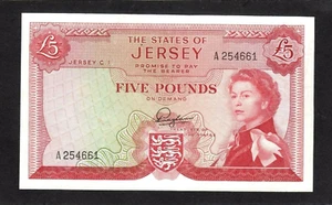 Jersey 5 Pounds  P-9a 1963 sign. 1 F.N.Padgham  EF+ - Picture 1 of 2