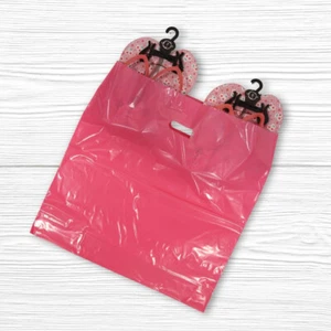 Plastic Shopping Bags Pink 500 Merchandise Gift Diecut Handles 20" x 20" x 5" - Picture 1 of 7