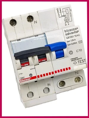 BTICINO G8130/10AC Interruttore Magnet. DIFFERENZIALE  salvavita 1P+N 10A 0,03A - Immagine 1 di 2