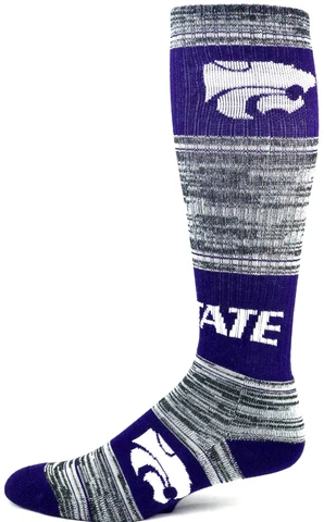 Kansas State Wildcats Purple & Gray RMC Striped Ribbed Tube Socks Cover