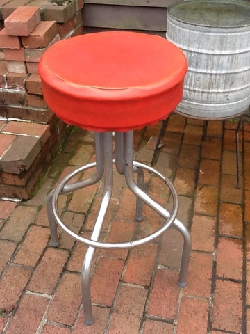 Vintage Retro Aluminum 31" Tall Bar Stool  - 14" Round Seat - Very Good Cover