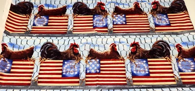 Vintage 2003 Fabric * Timeless Treasures * 100% cotton -  17" x 44" Chickens - Image 1 of 4